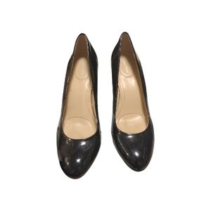 Calvin Klein Sz 10 Black Patent Round-Toe Pumps Minimalist Classic Corpcore